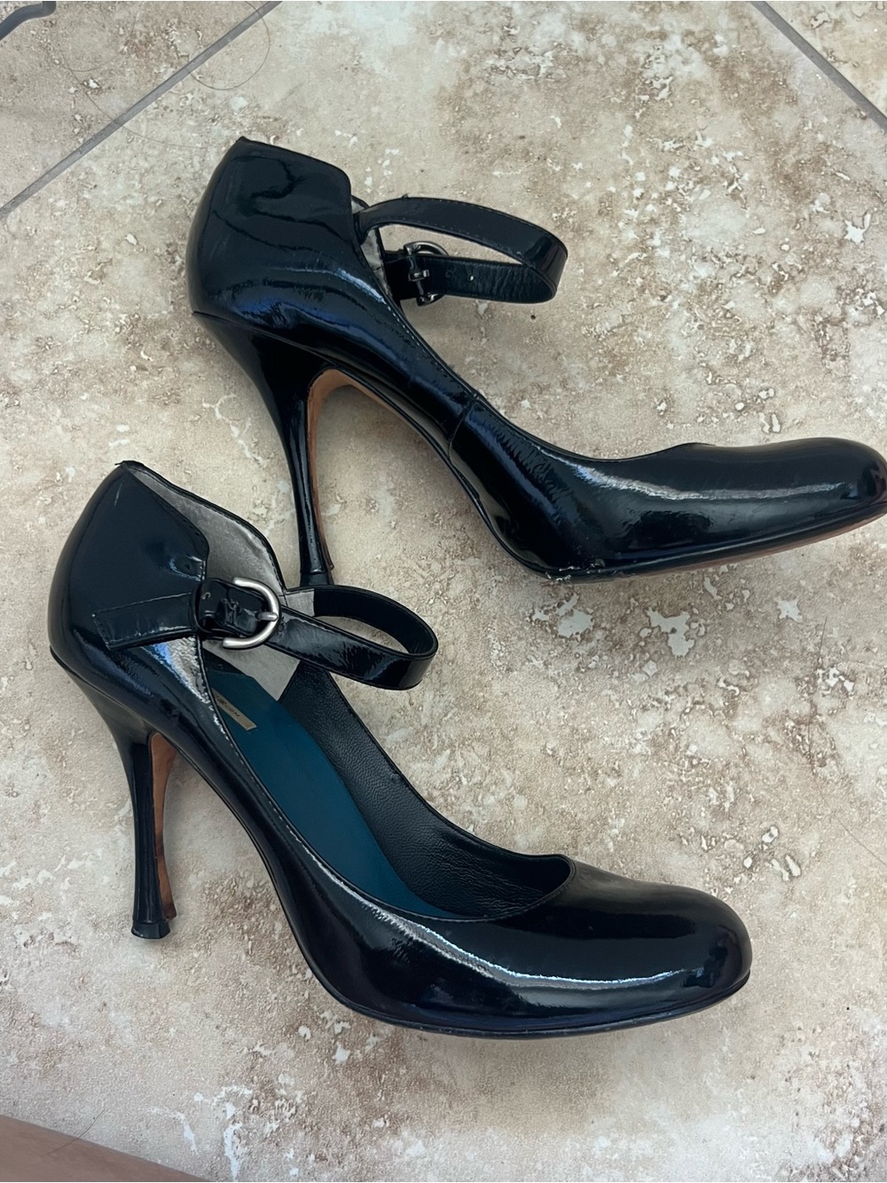 Max Studio Black Patent Mary Jane Heels with Ankle Strap - Picture 3 of 5